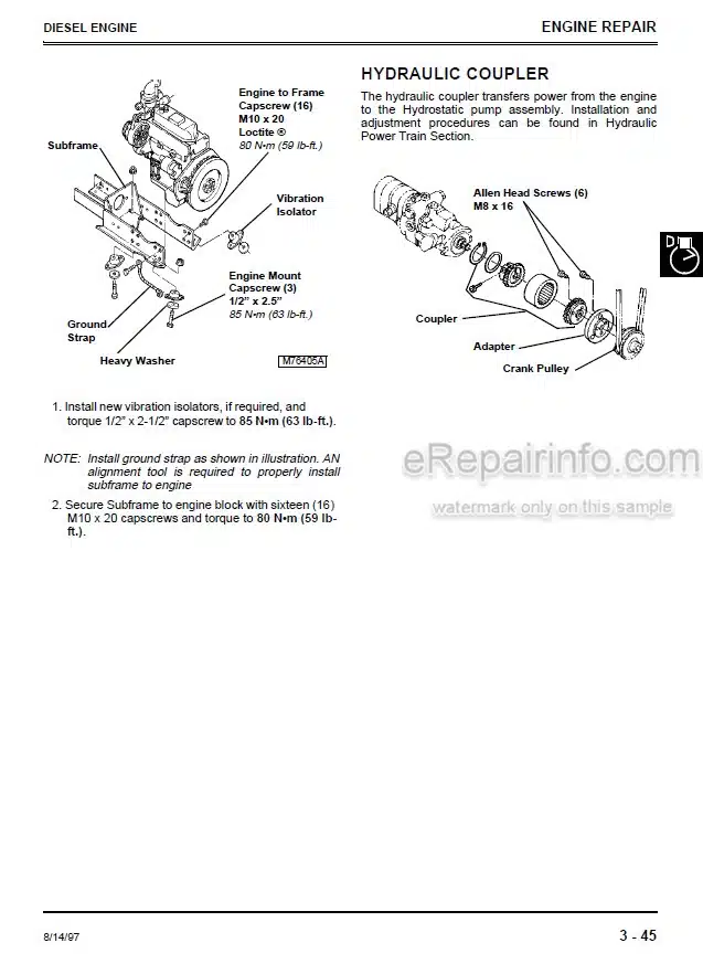 Photo 5 - John Deere 2653A Technical Repair Manual Diesel Professional Utility Mower TM1544