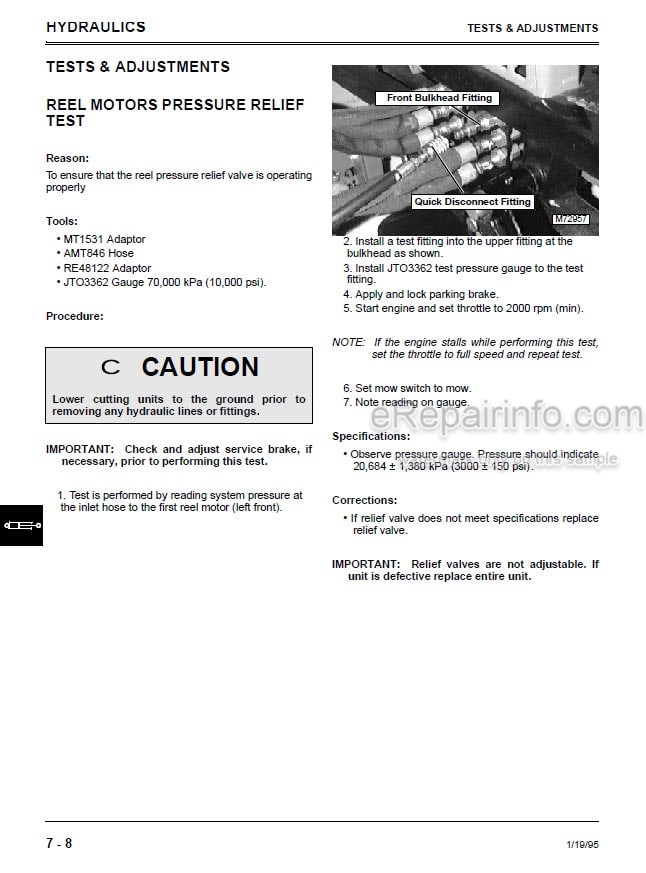 Photo 7 - John Deere 777 797 Technical Repair Manual Max Frame Z-Trak Mower TM2077