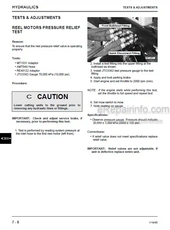 Photo 7 - John Deere 777 797 Technical Repair Manual Max Frame Z-Trak Mower TM2077