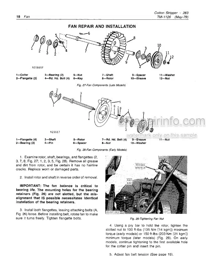 Photo 4 - John Deere 283 Technical Manual Cotton Stripper TM1126