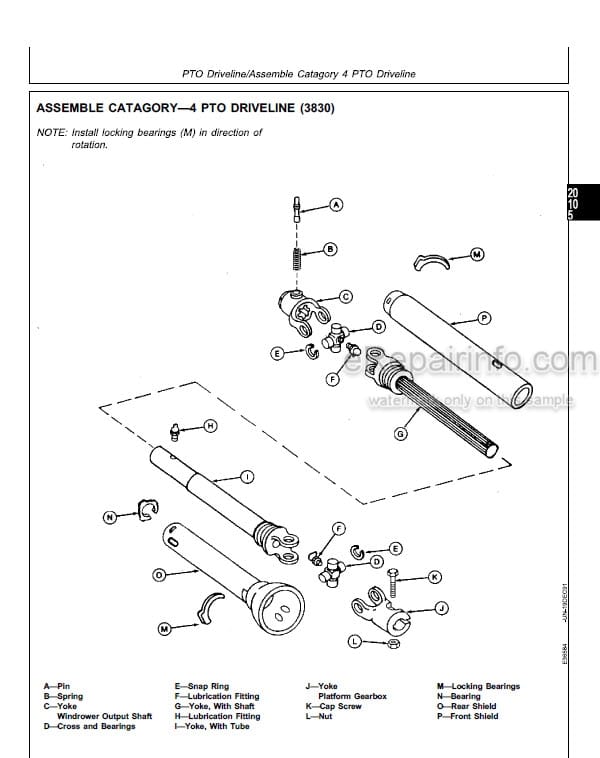 Photo 3 - John Deere 300A 300 Technical Manual Auger Platform And Grass Seed Special TM1526