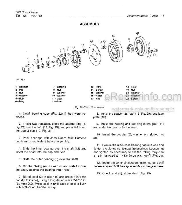 Photo 5 - John Deere 300 Technical Manual Corn Husker TM1121