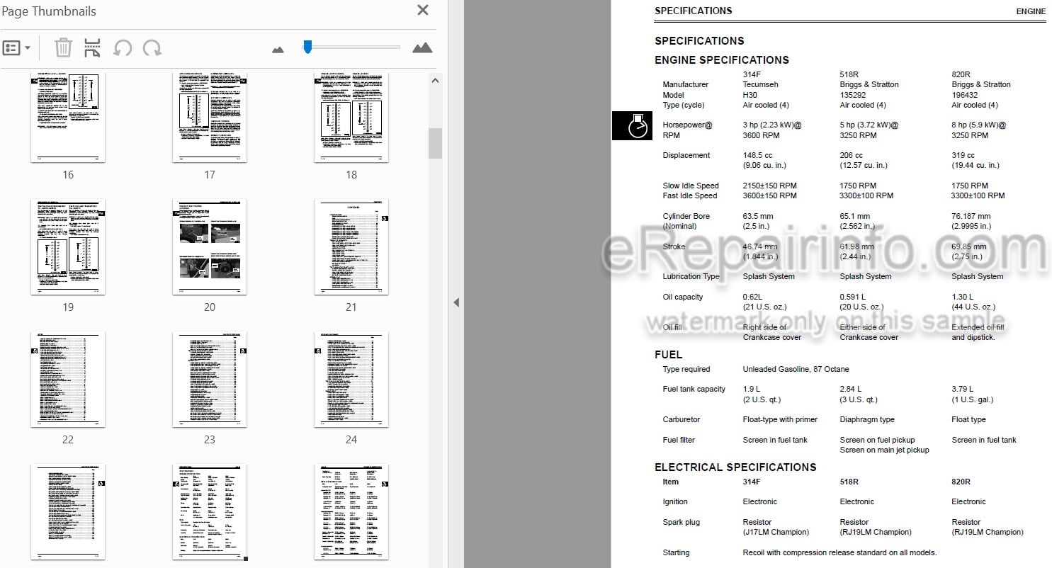 Photo 4 - John Deere 314F 518R 820R Technical Manual Walk Behind Tiller TM1687