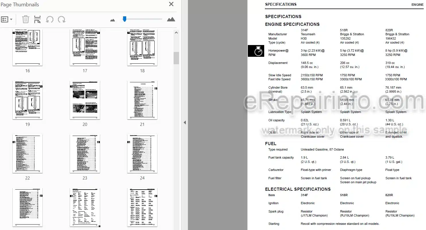 Photo 4 - John Deere 314F 518R 820R Technical Manual Walk Behind Tiller TM1687