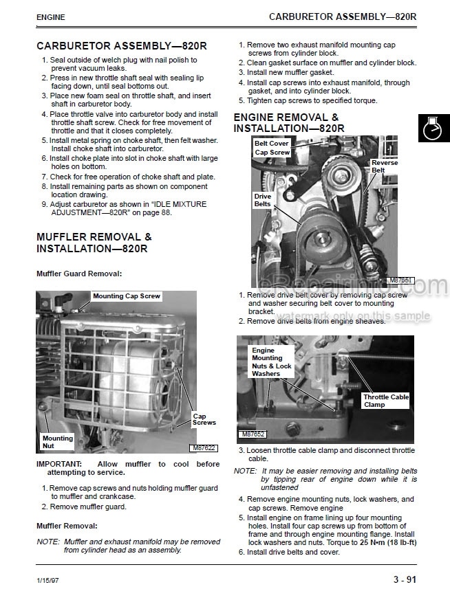 Photo 6 - John Deere 524D 724D 826D 828D 1032D Technical Manual Walk Behind Snowblower TM1612