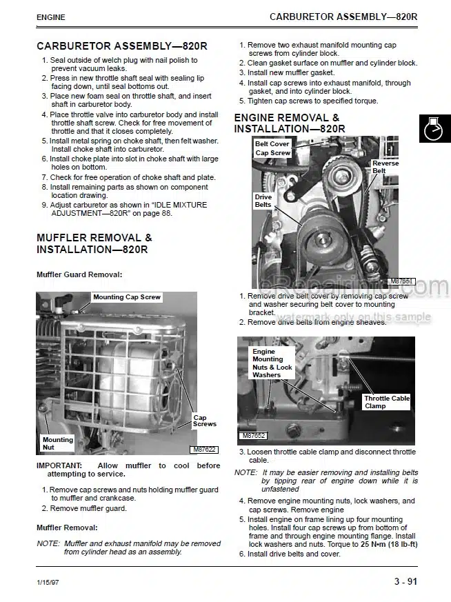 Photo 6 - John Deere 524D 724D 826D 828D 1032D Technical Manual Walk Behind Snowblower TM1612