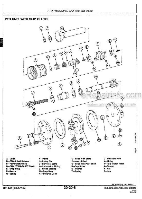Photo 5 - John Deere 335 375 385 435 535 Technical Manual Round Baler TM1472