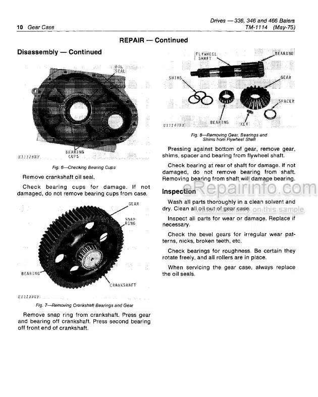 Photo 4 - John Deere 336 346 466 Technical Repair Manual Bale Drives TM1114