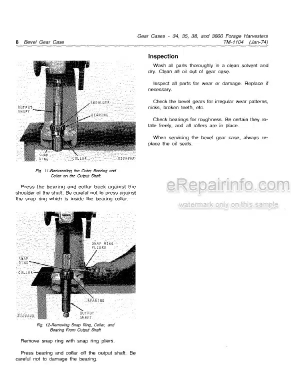 Photo 10 - John Deere 34 35 38 3800 Technical Service Manual Forage Harvester Gear Cases TM1104