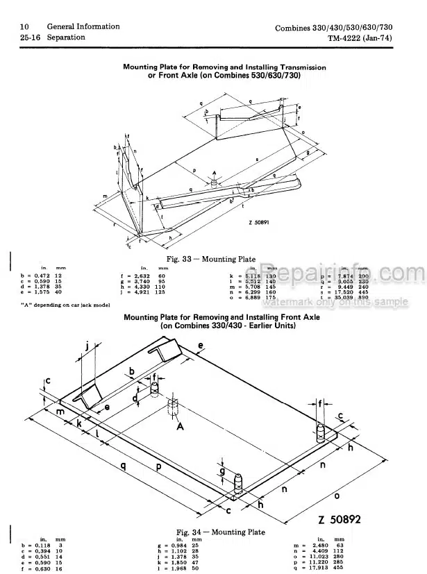 Photo 5 - John Deere 360 330 430 530 630 730 Repair Technical Manual Combine TM4222
