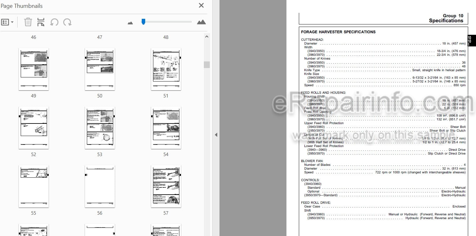 Photo 3 - John Deere 3940 3950 3960 3970 Technical Repair Manual Forage Harvester TM1203