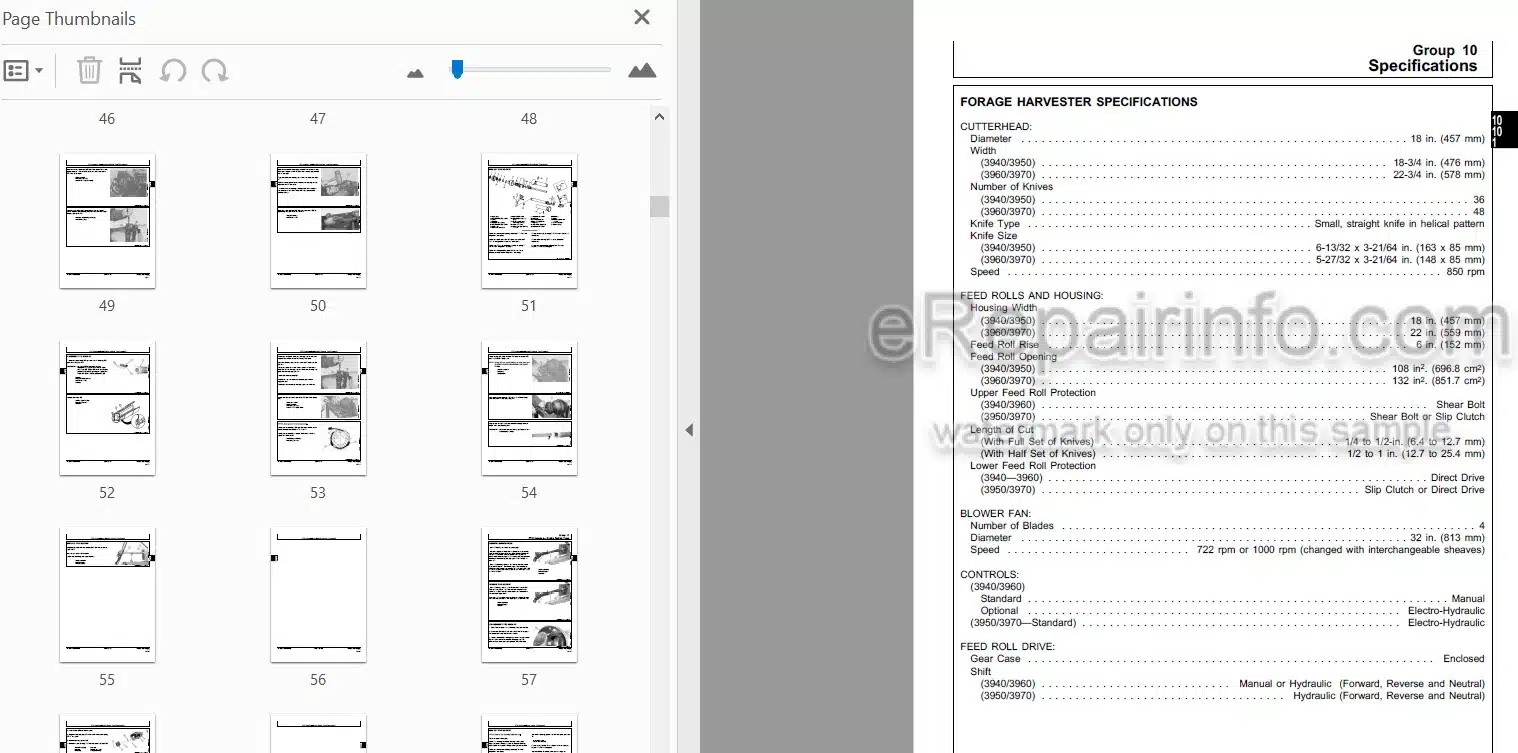 Photo 3 - John Deere 3940 3950 3960 3970 Technical Repair Manual Forage Harvester TM1203