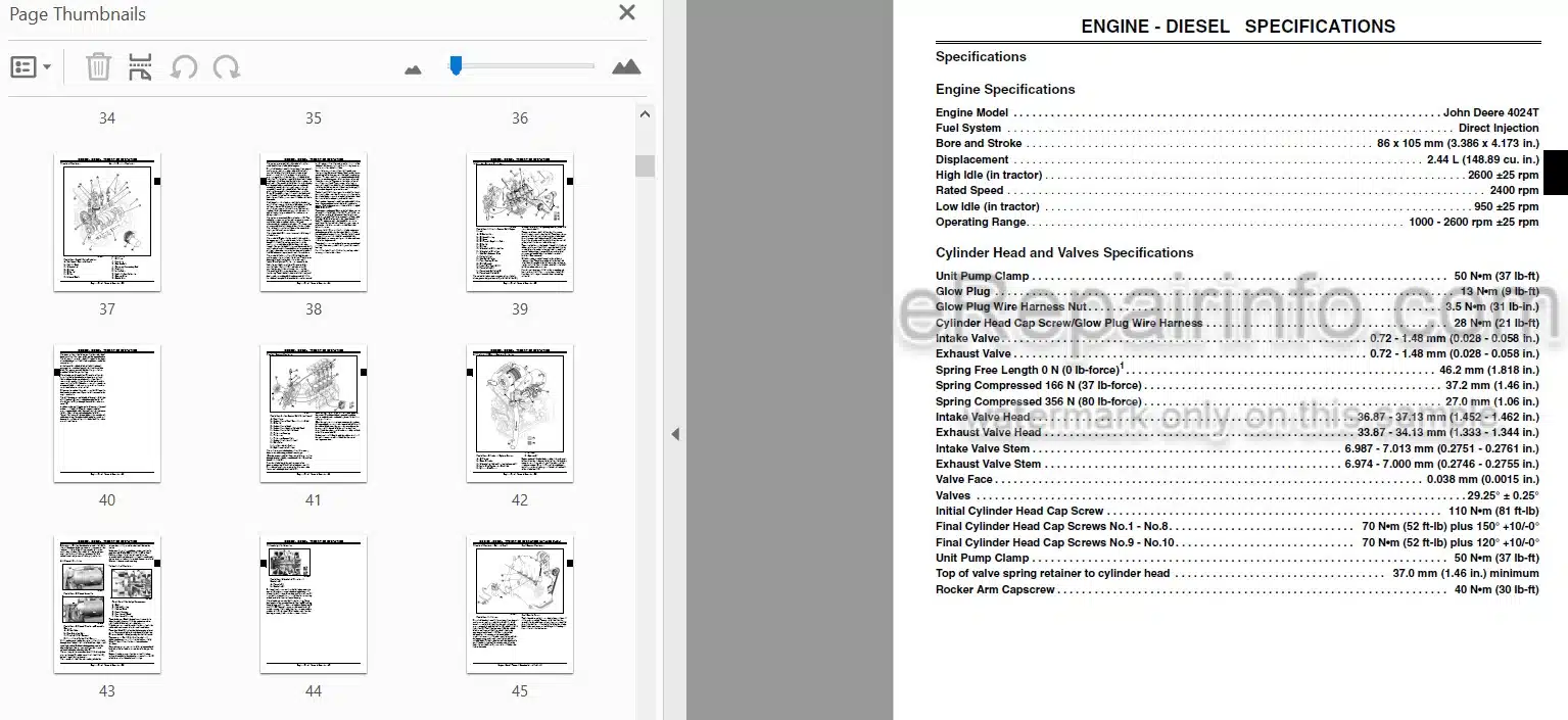 Photo 3 - John Deere 4000 20 Series Technical Manual Tractor With Cab TM2370