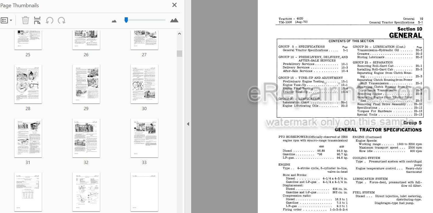 Photo 3 - John Deere 4000 4020 Technical Manual Tractor TM1006