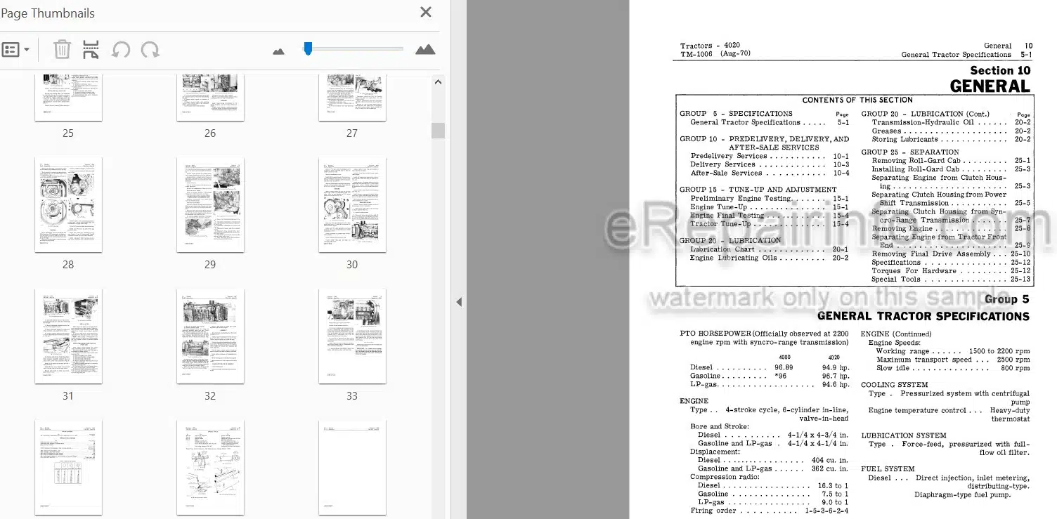 Photo 3 - John Deere 4000 4020 Technical Manual Tractor TM1006