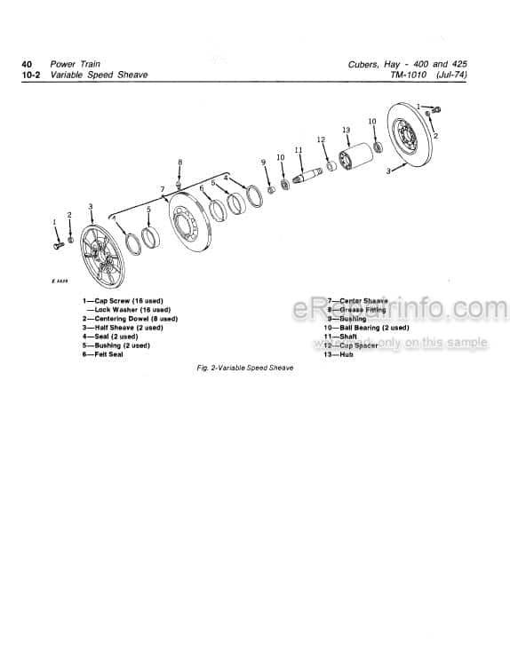 Photo 5 - John Deere 400 425 Technical Manual Hay Cuber TM1010