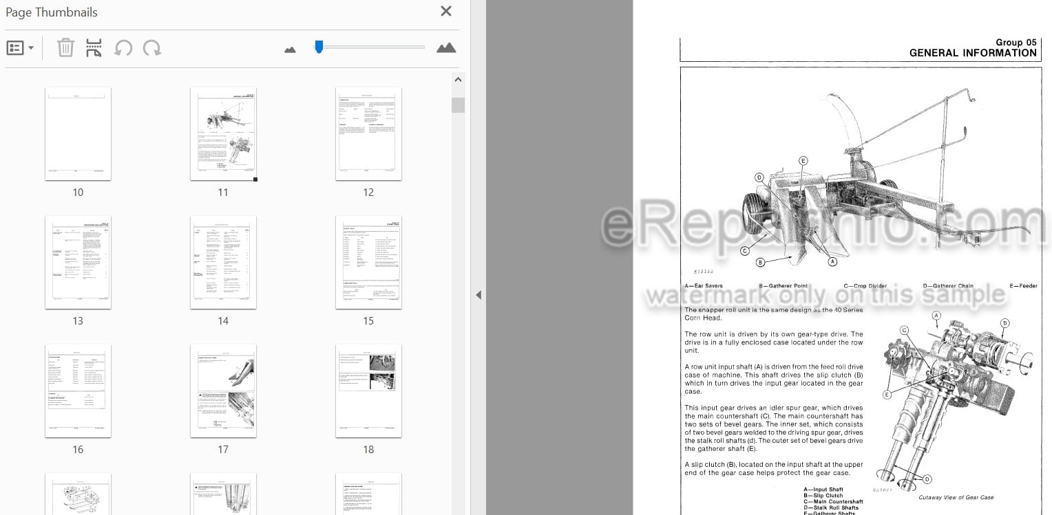 Photo 3 - John Deere 40 Series Technical Repair Manual Harvesting Units TM1295