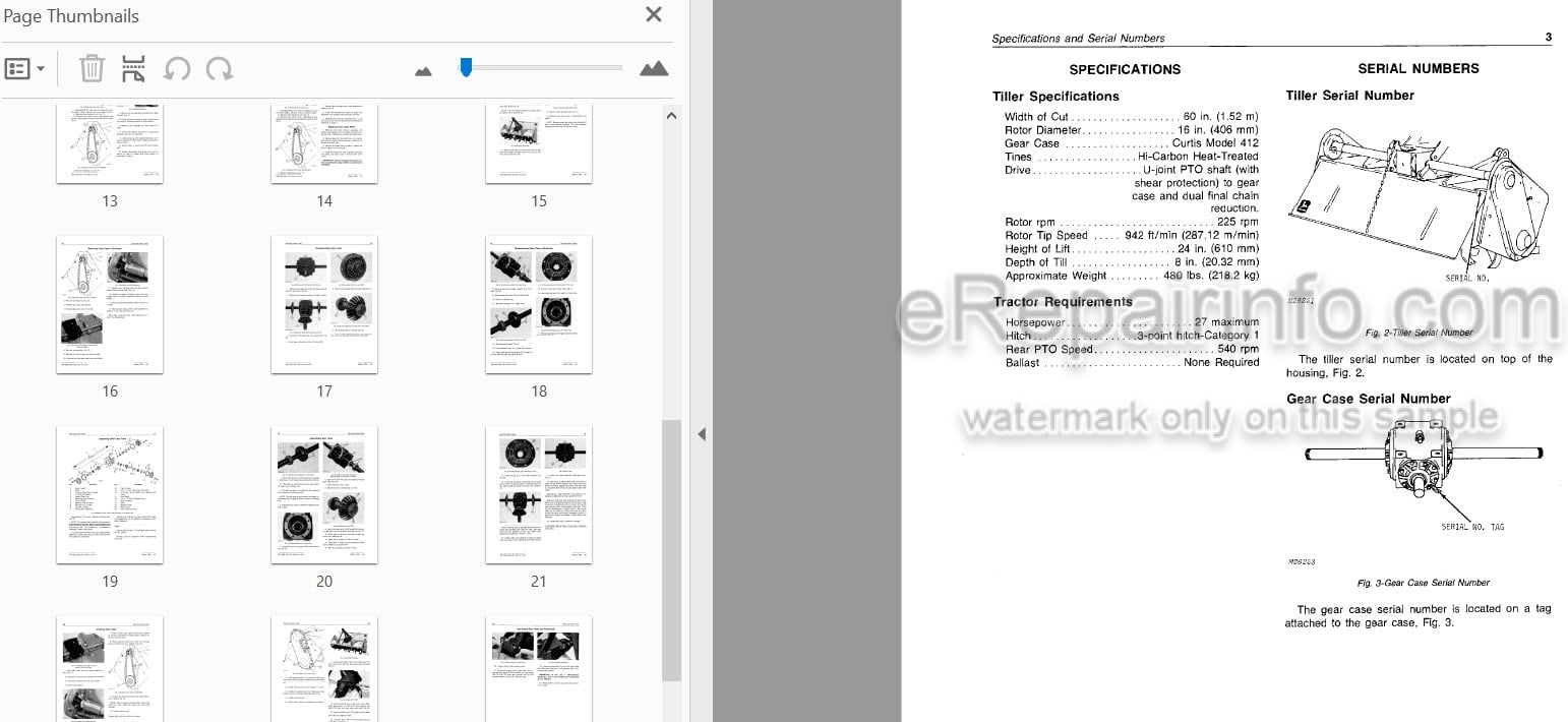 Photo 3 - John Deere 40 Technical Manual Rotary Tiller TM1232
