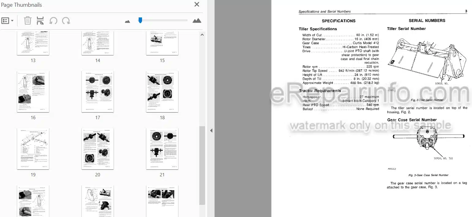 Photo 3 - John Deere 40 Technical Manual Rotary Tiller TM1232