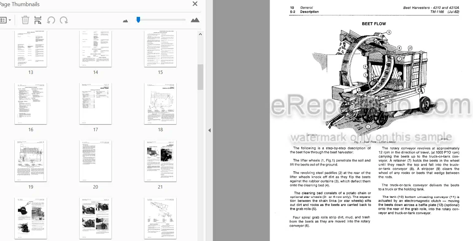 Photo 3 - John Deere 4310 4310A Technical Manual Beet Harvester TM1166