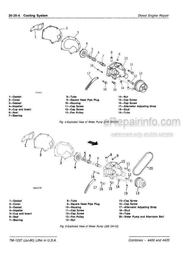 Photo 5 - John Deere 4400 4420 Repair Technical Manual Combine TM1237