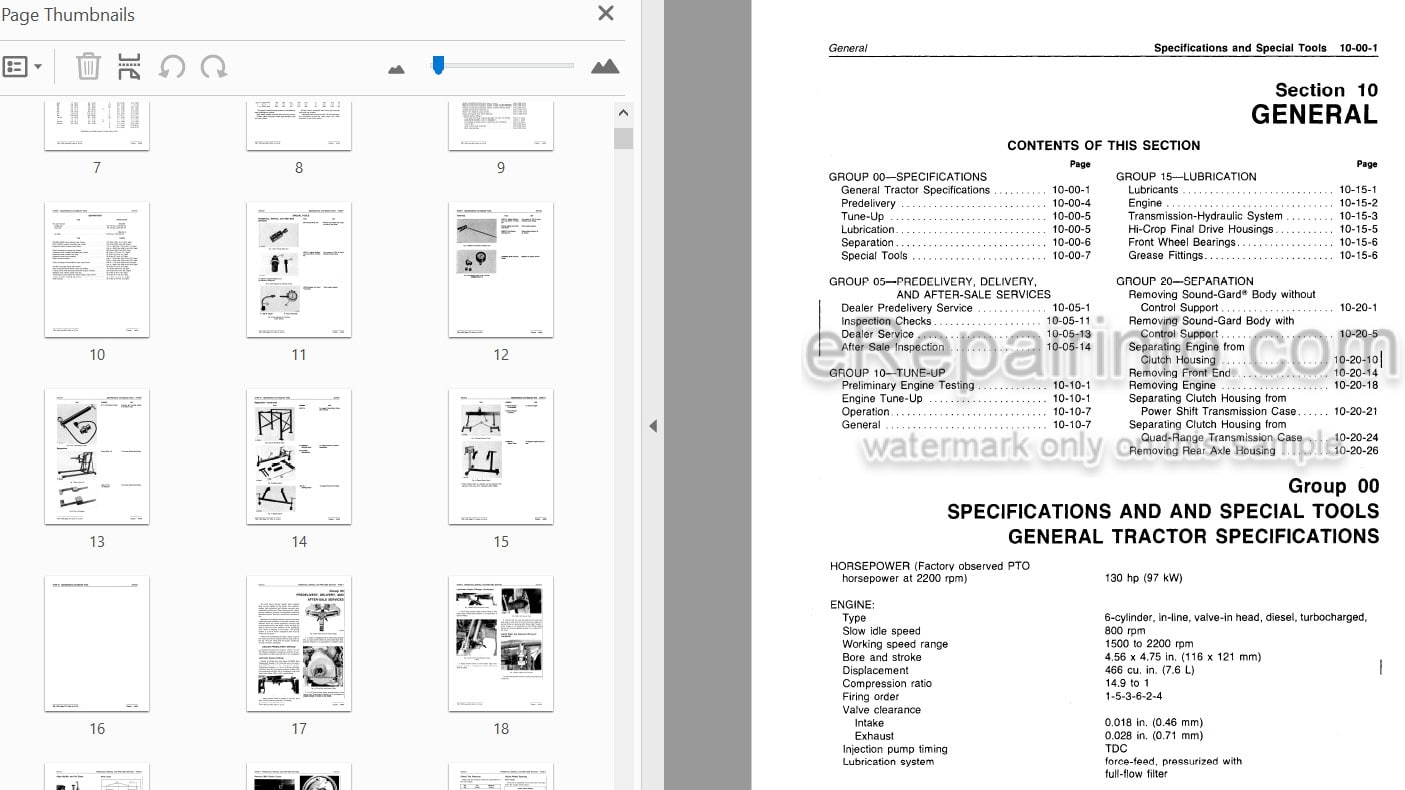 Photo 3 - John Deere 4440 Technical Repair Manual Tractor TM1182