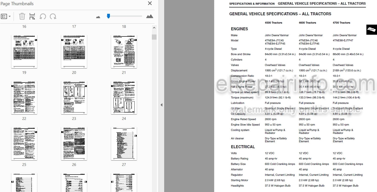 Photo 4 - John Deere 4500 4600 4700 Technical Repair Manual Compact Utility Tractor TM1679