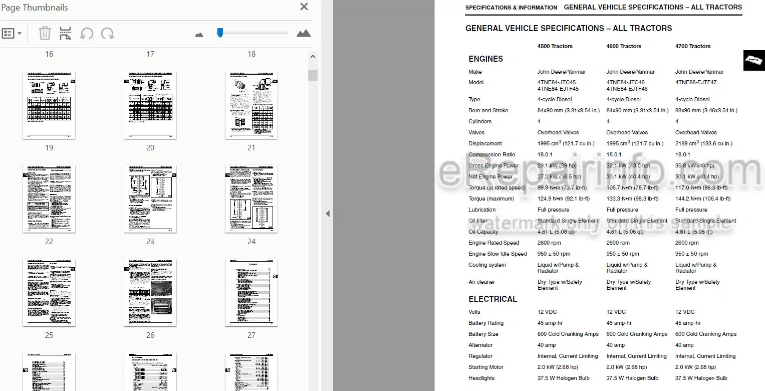 Photo 4 - John Deere 4500 4600 4700 Technical Repair Manual Compact Utility Tractor TM1679