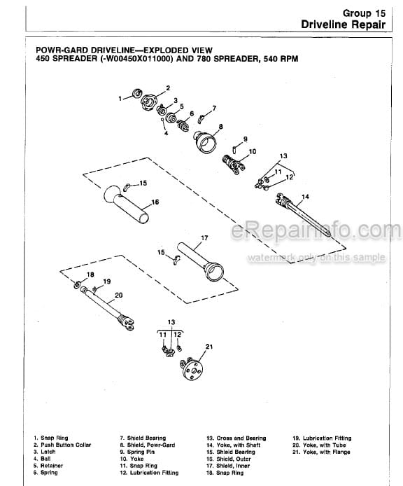 Photo 3 - John Deere 450 780 Technical Repair Manual Hydra Push Manure Spreader TM1318