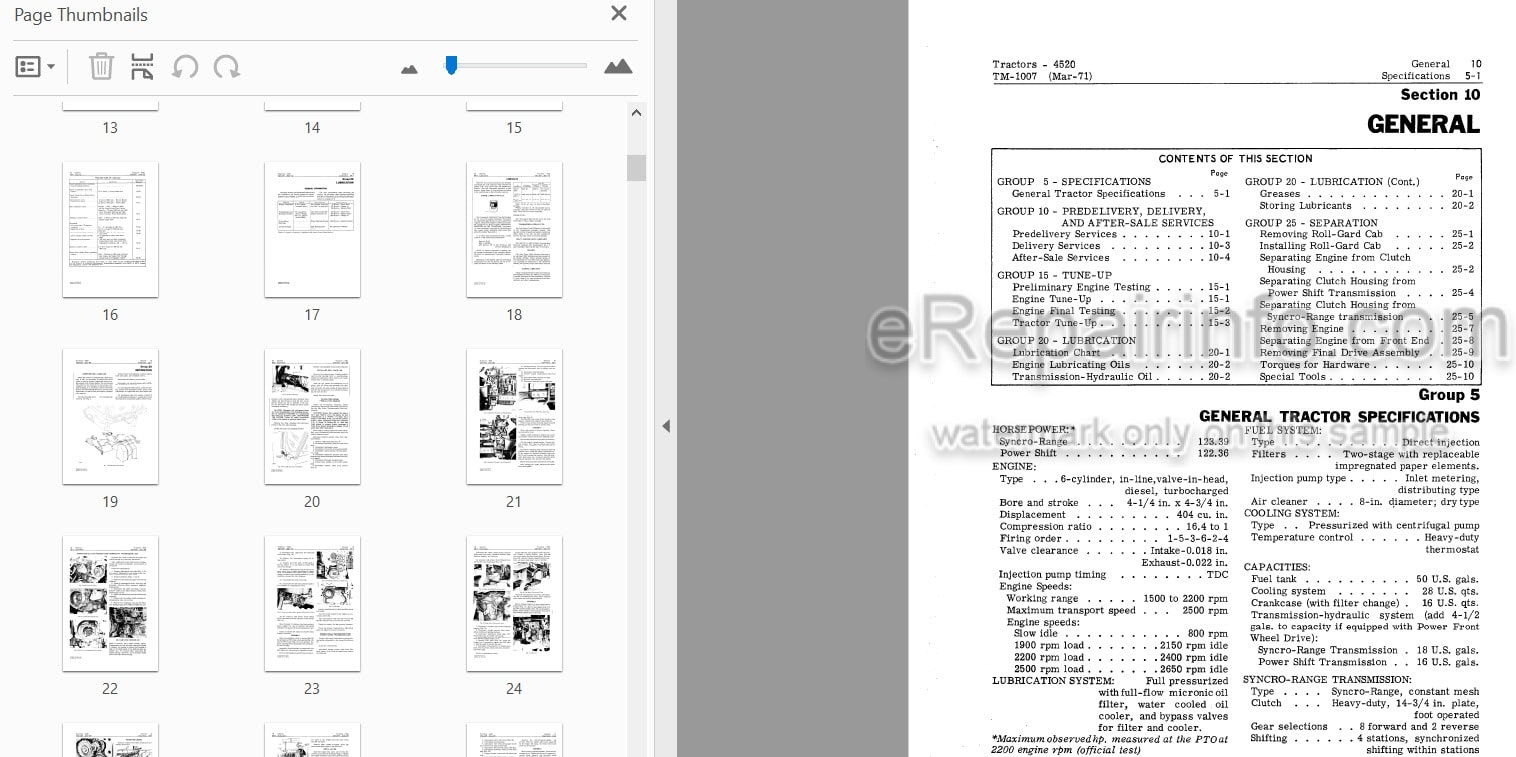 Photo 3 - John Deere 4520 Technical Repair Manual Tractor TM1007