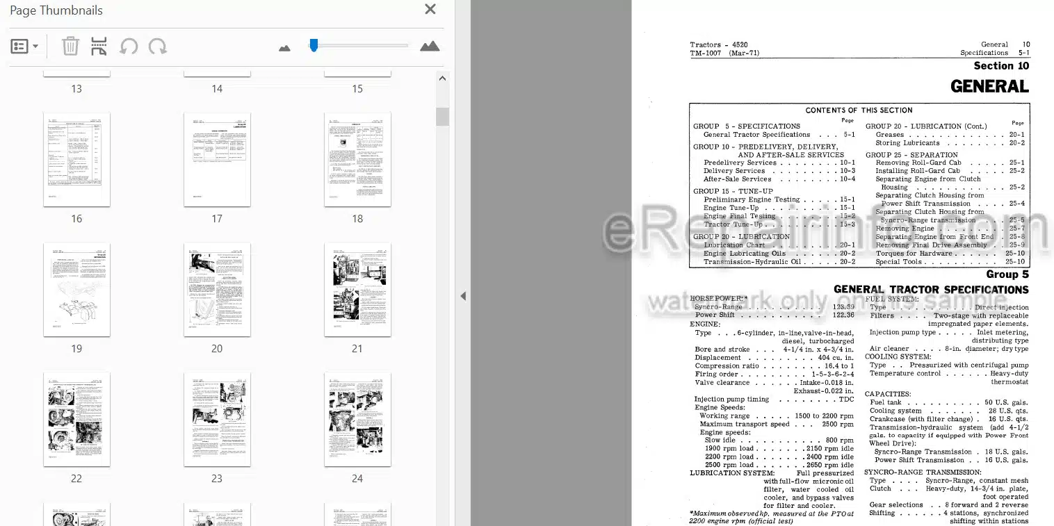Photo 3 - John Deere 4520 Technical Repair Manual Tractor TM1007