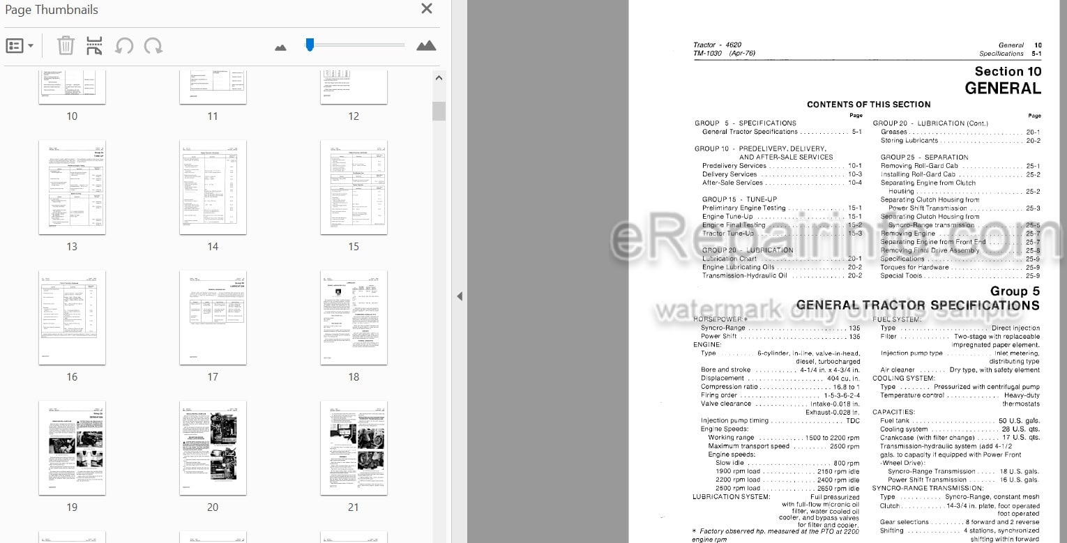 Photo 3 - John Deere 4620 Technical Repair Manual Tractor TM1030