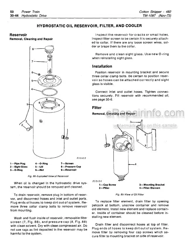 Photo 5 - John Deere 482 Technical Manual Cotton Stripper TM1097