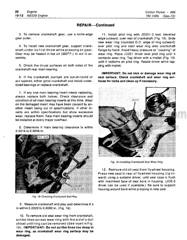Photo 1 - John Deere 499 Technical Manual Cotton Picker TM1069