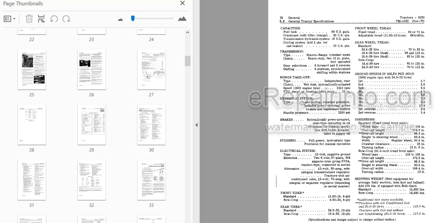 Photo 3 - John Deere 5020 Technical Repair Manual Tractor TM1022