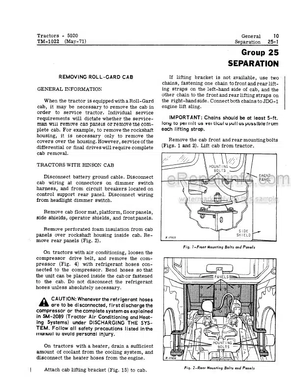 Photo 6 - John Deere 7020 Technical Repair Manual Tractor TM1031