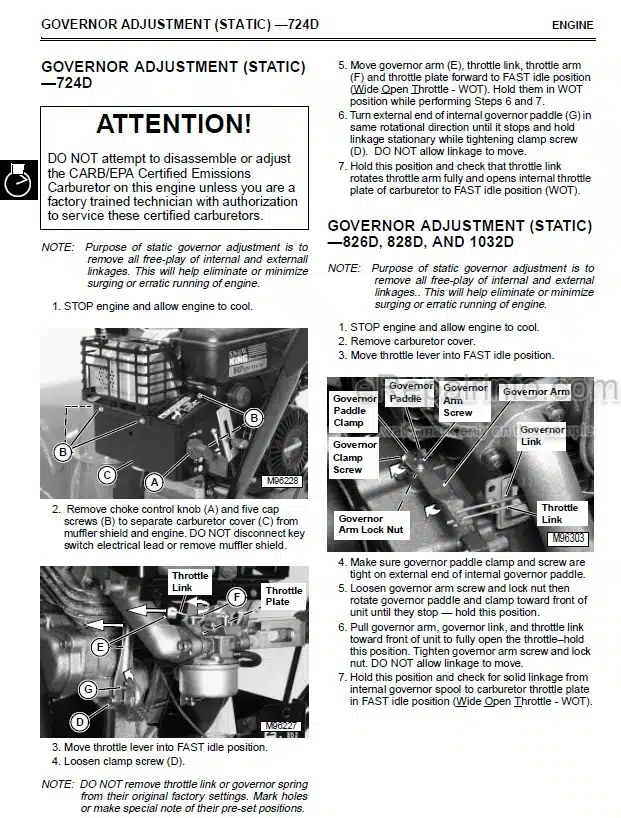 Photo 5 - John Deere 526 726 732 826 832 1032 Technical Manual Walk Behind Snowblower TM1234