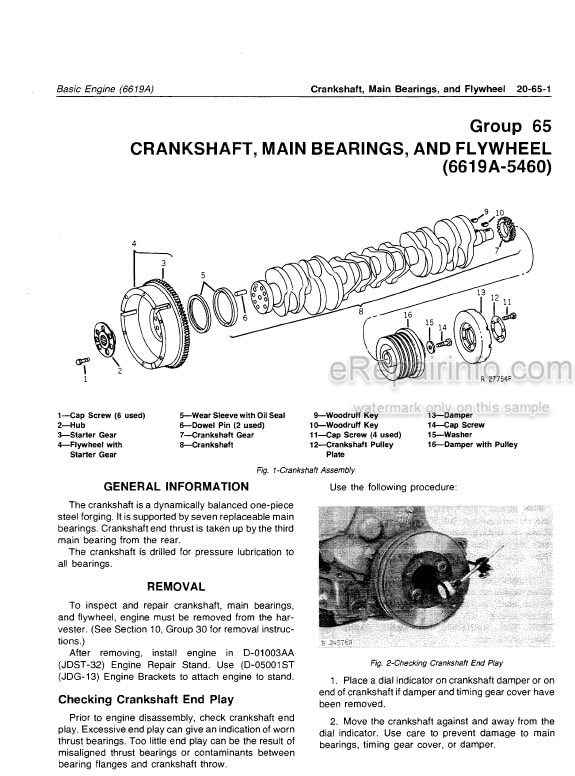 Photo 5 - John Deere 5440 5460 Technical Manual Self Propelled Harvester TM1177