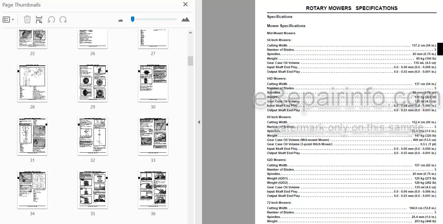 Photo 3 - John Deere 54D 60D 62D 72D 54 60 72 261 272 Technical Repair Manual Autoconnect Mower TM1763