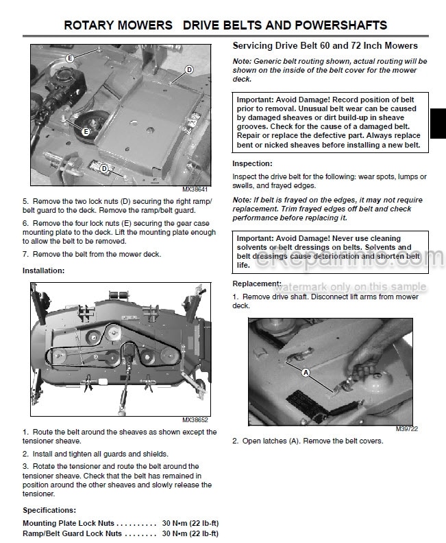 Photo 11 - John Deere 54D 60D 62D 72D 54 60 72 261 272 Technical Repair Manual Autoconnect Mower TM1763