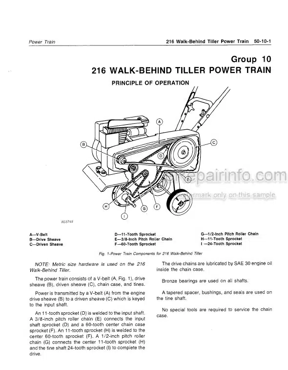 Photo 4 - John Deere 5B 216 324 524 624 Technical Manual Walk Behind Tiller And 5B Sprayer TM1233