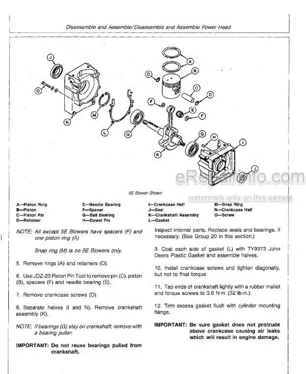 Photo 4 - John Deere 5E 113 110G 210G 240G 260G Technical Manual Blower Hedge Clipper Trimmer Cutter TM1430