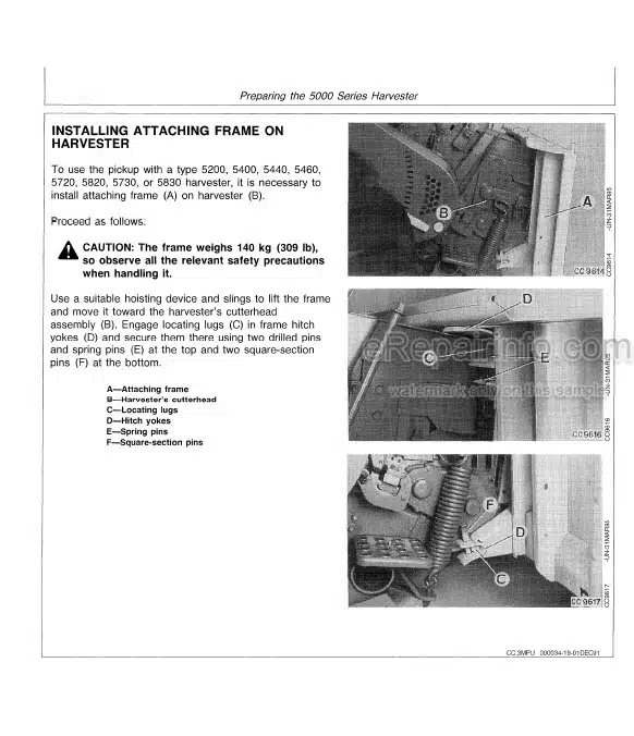 Photo 6 - John Deere 500 Operators Manual Round Baler OME5825115
