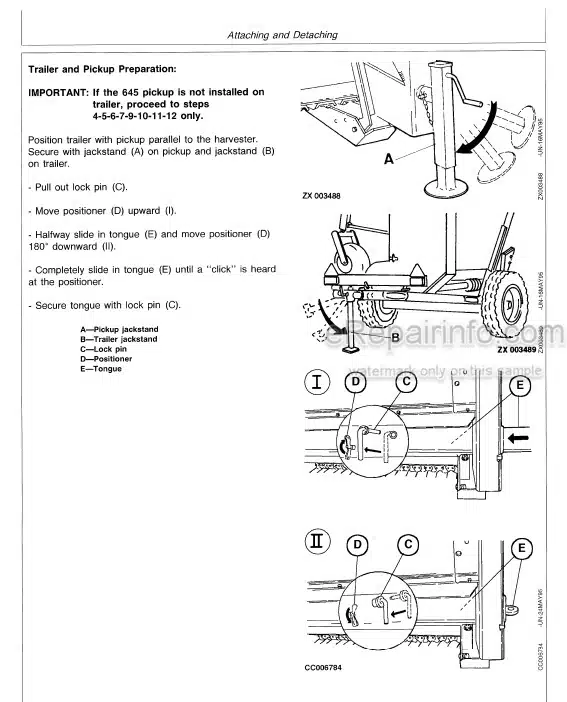 Photo 4 - John Deere 630 645 Operators Manual Windrow Pickup OMCC42125D5