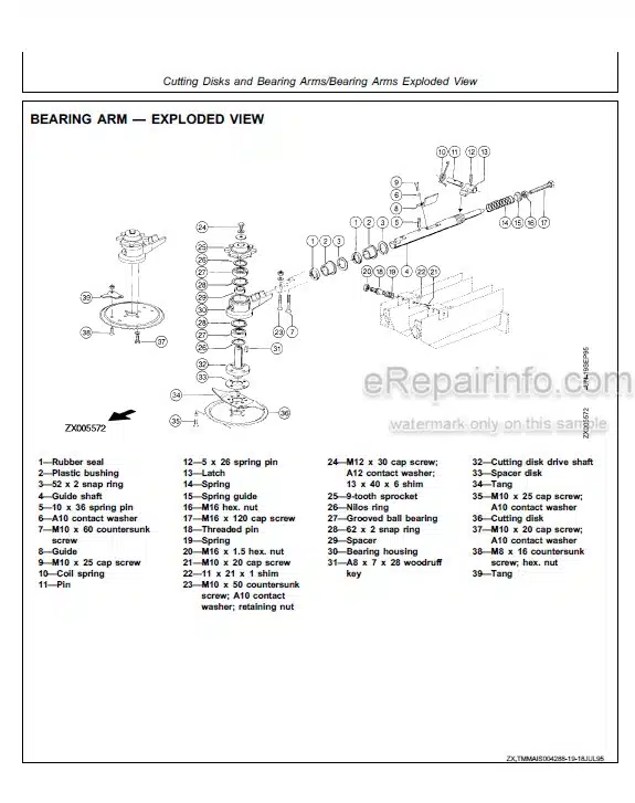 Photo 4 - John Deere 664 To 645A Technical Repair Manual Row Crop Header And Windrow Pickup TM4530