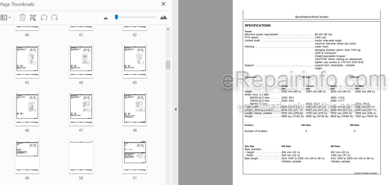 Photo 3 - John Deere 680 690 Multicut Technical Repair Manual Large Square Baler TM4581
