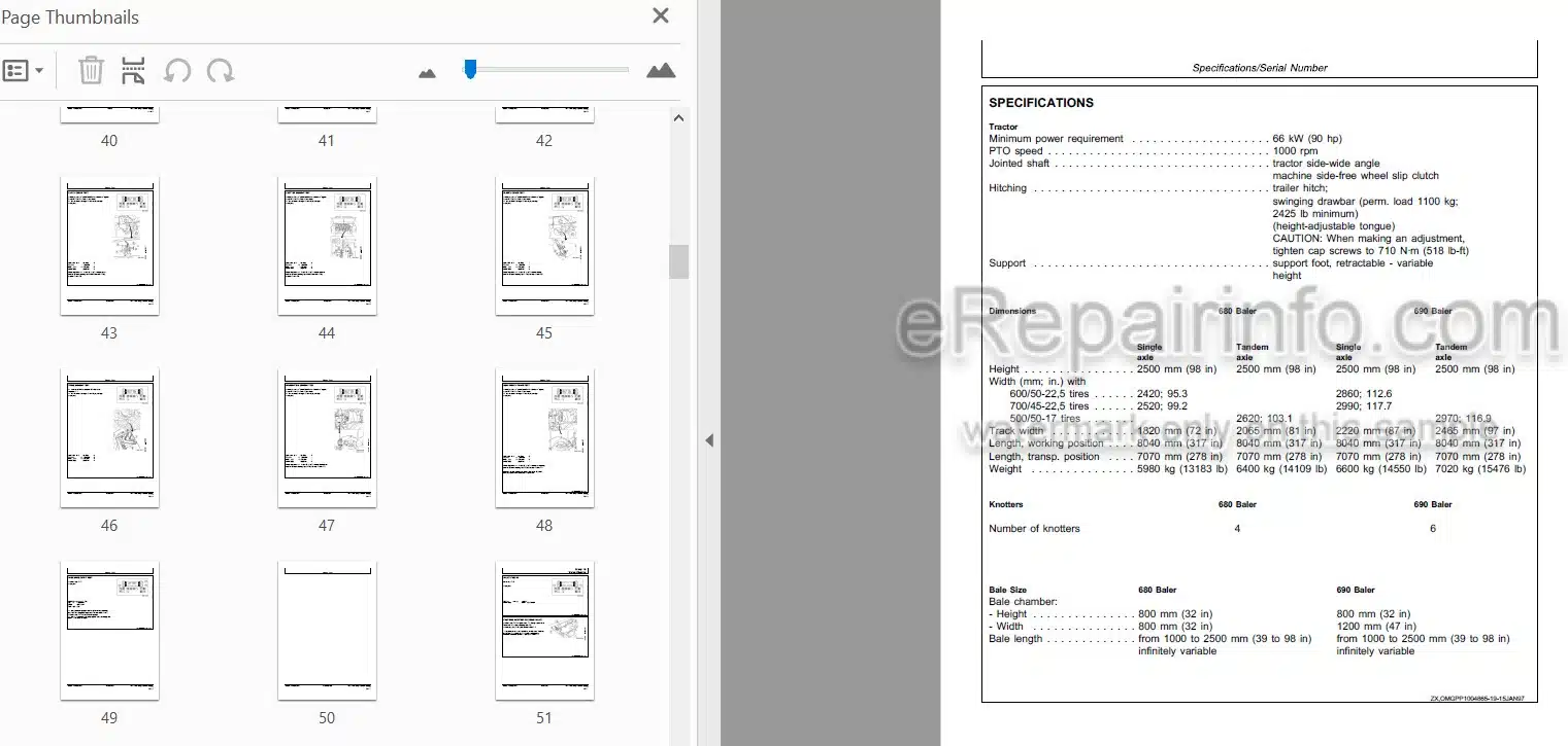 Photo 3 - John Deere 680 690 Multicut Technical Repair Manual Large Square Baler TM4581