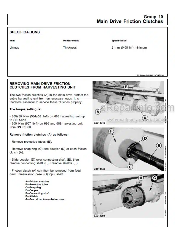 Photo 1 - John Deere 686 688 Technical Manual Rotary Harvesting Unit TM4585