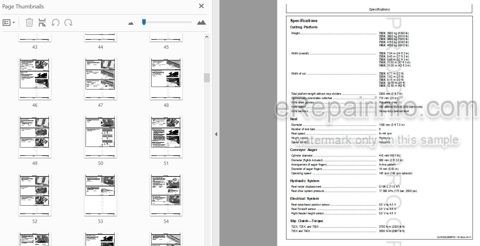 Photo 3 - John Deere 722X 725X 730X 740X Technical Repair Manual Cutting Platform TM413719
