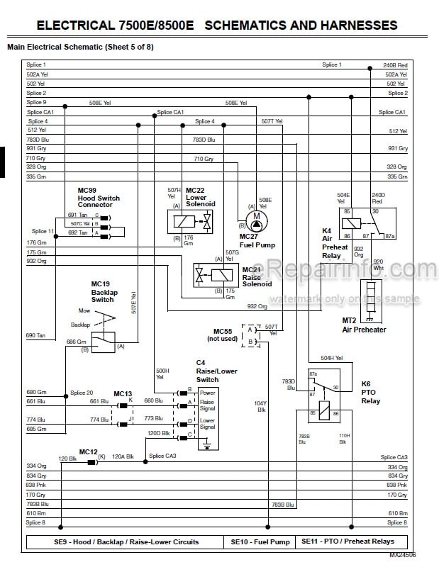 Photo 4 - John Deere 7500 To 8500E Cut Hybrid Technical Repair Manual Lightweight Fairway Mower TM107919